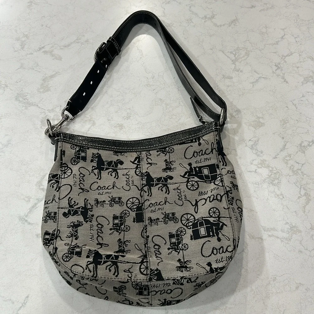 COACH F14036 Chelsea Canvas & Leather Horse & Carriage Shoulder Bag - Picture 6 of 14